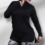 تونیک ورزشی نیم زیپ تک رنگ مشکی